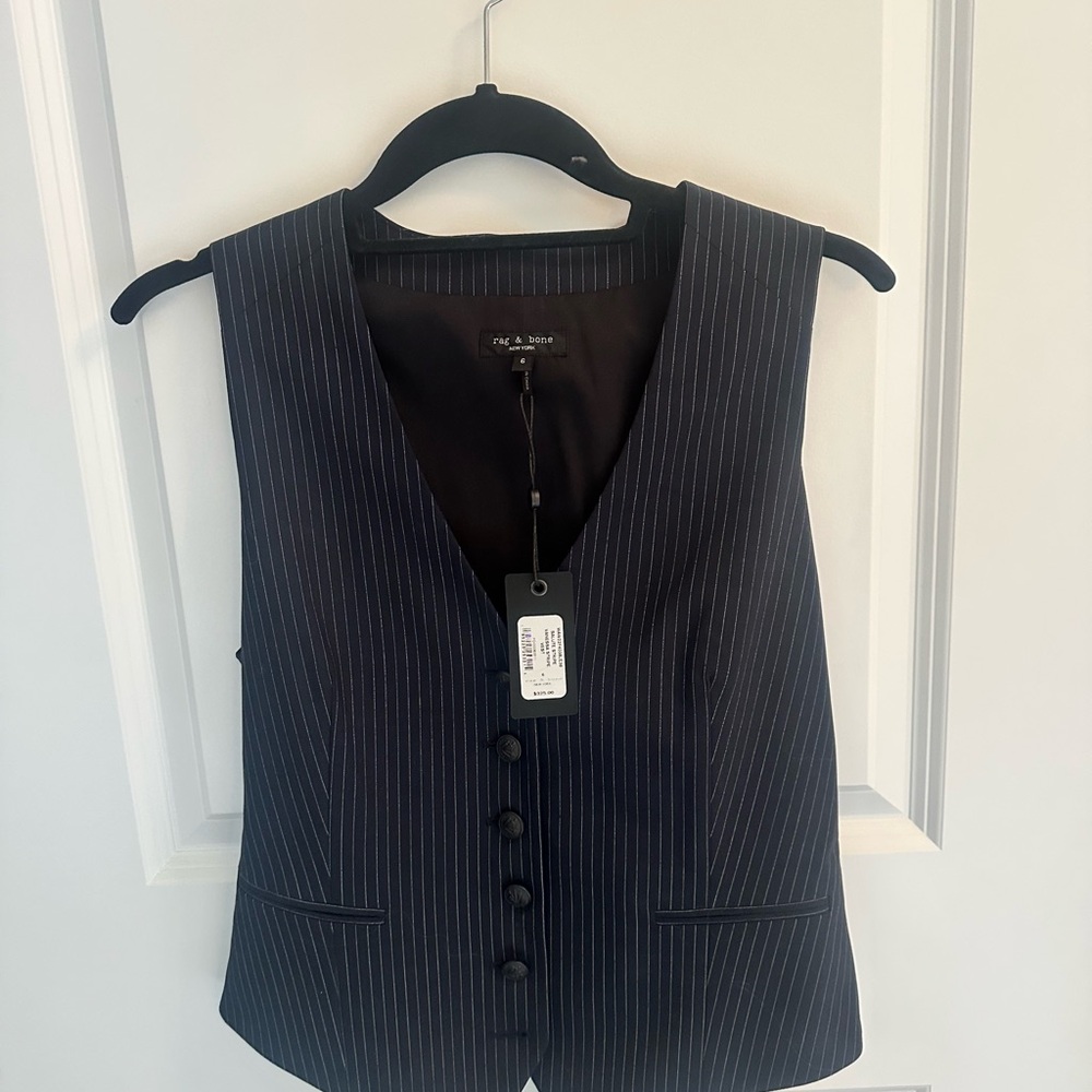 rag & bone Navy Pinstripe Vest Top